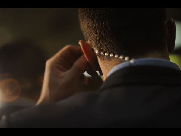 Man with Ear Microphone